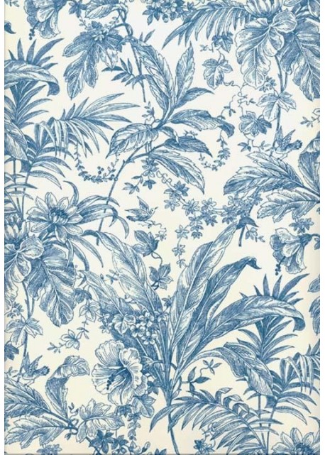 Toile de jouy bleu oiseau (70x100)