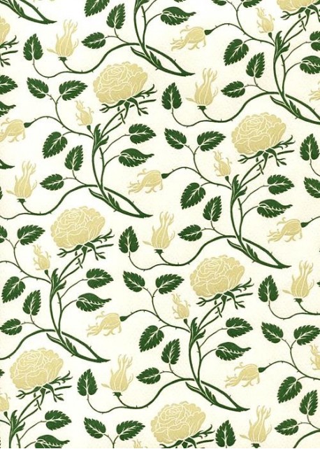 "Florence" Caravage roses beiges ramage vert (50x70)