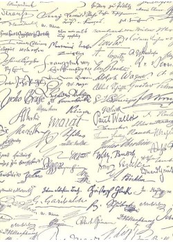 Signatures bleues de personnages célèbres (70x100)