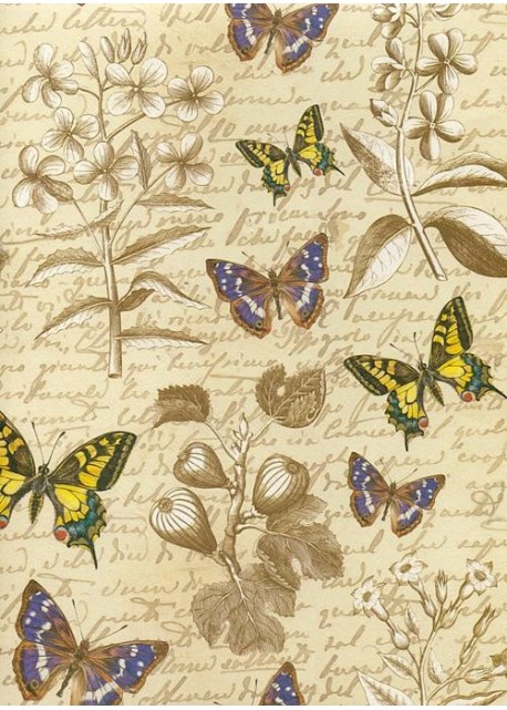 Ecriture et papillons réhaussé or (70x100)
