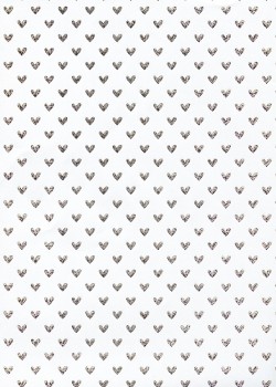 Petits coeurs argent fond blanc (50x70)