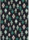 Les petits robots ambiance turquoise (50x70)