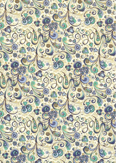 Venise arabesque - 2 tons de bleu réhaussé or (70x100)