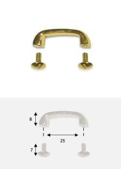 Poignées pontet or "redoré" (25x8mm) + vis