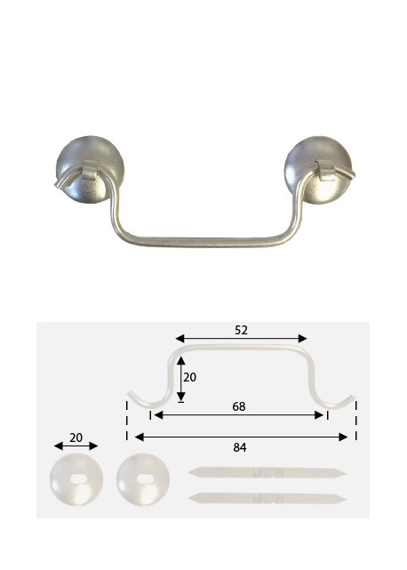 Poignées acier nickel (68mm) + fixations