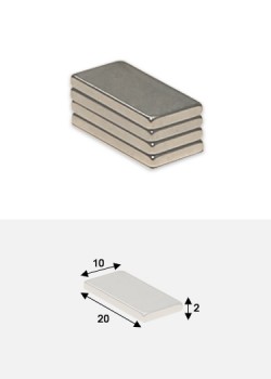 Aimants plats 20x10mm épaisseur 2mm