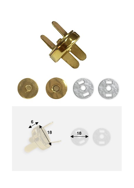 Top pression magnétique or (Ø18mm)