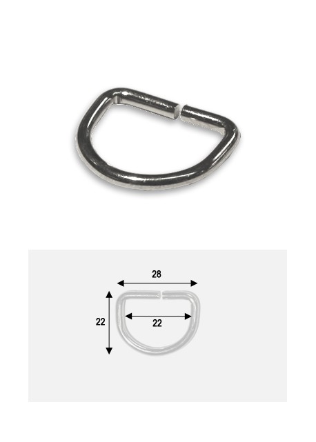 Anneaux étriers de maroquinerie argent (22mm)