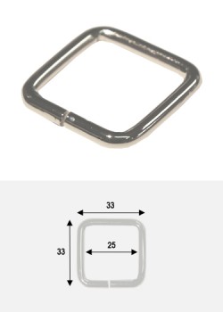 Anneaux carrés de maroquinerie argent (25x25)