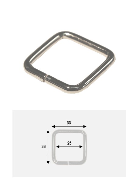 Anneaux carrés de maroquinerie argent (25x25)