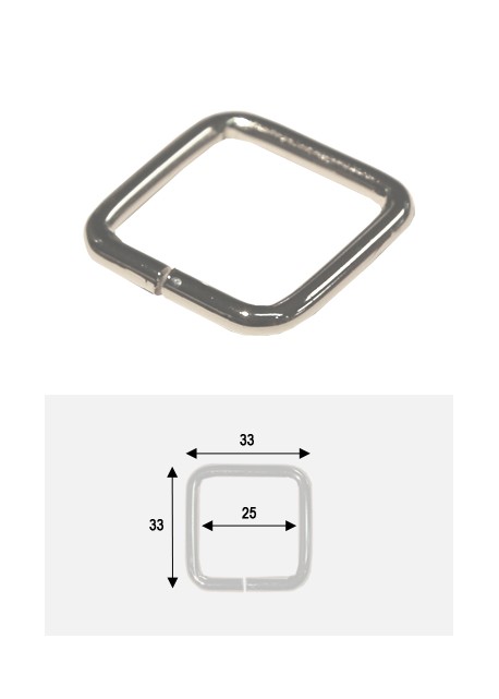 Anneaux carrés de maroquinerie argent (25x25)