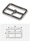Boucle rectangle argent p/ bride de maroquinerie de 40mm - L'unite