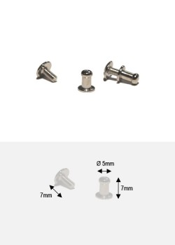 Boutons argent PM + vis (Ø5mm H: 7mm)