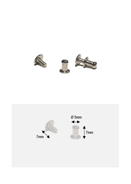 Boutons argent PM + vis (Ø5mm H: 7mm)