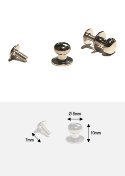 Boutons argent GM + vis (Ø8mm H:10mm)