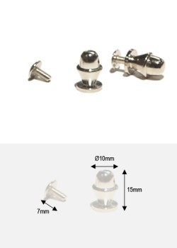 Boutons poire argent + vis (Ø10mm H:15mm)