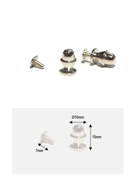 Boutons poire argent + vis (Ø10mm H:15mm)