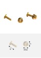 Boutons écrou laiton p/fixation (Ø7mm H:5mm) + vis (10mm) - Lot de 4