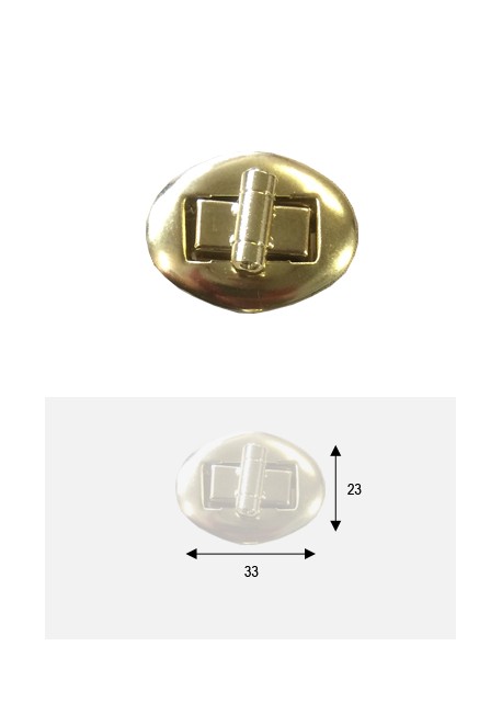 Serrures tourniquet ovale or (redoré) 33x23mm