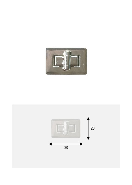 Serrure tourniquet rectangle argent (30x20mm)