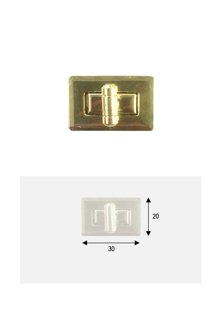 Serrure tourniquet rectangle or (30x20mm)