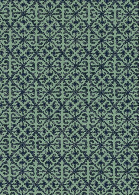 Baroque bleu indigo fond menthe (50x70)