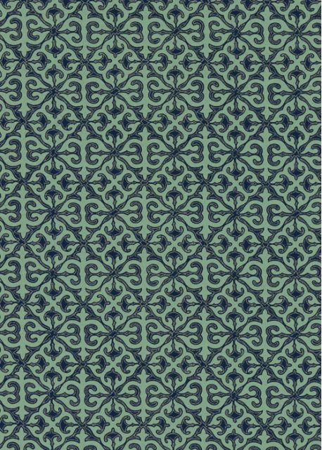 Baroque bleu indigo fond menthe (50x70)