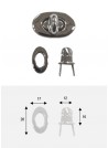 Serrure tourniquet "dragée" ovale argent poli (28x17)