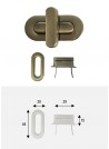 Serrure tourniquet "Chic" ovale bronze (44x20)