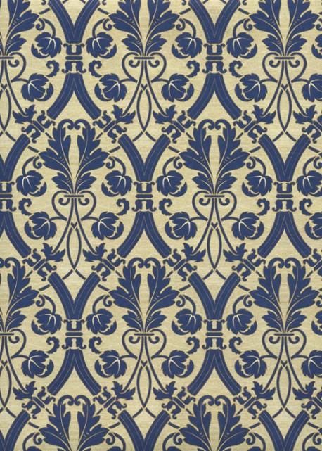 Entrelacs et arabesques bleues fond doré (70x100)