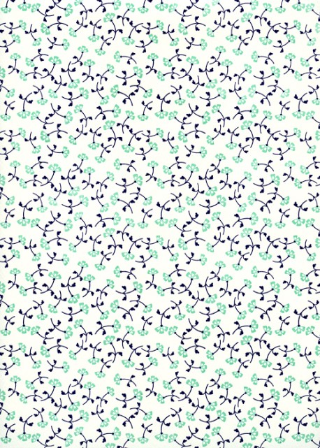 Semis de petites fleurs turquoise (70x100)