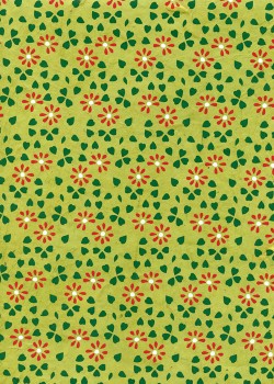 Lokta parterre de fleurs rouges et vertes fond anis (50x75)