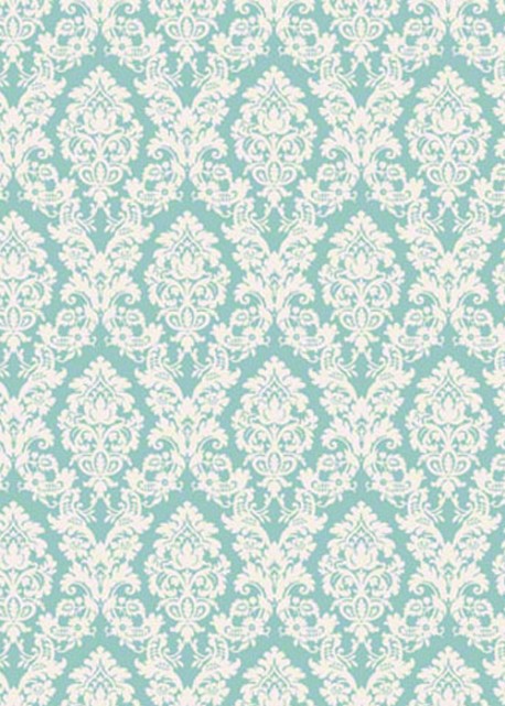"Tapisserie" motif baroque fond vert jade (70x100)