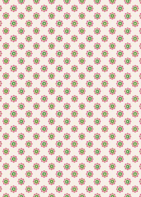 Semis de petites fleurs stylisées roses et vertes (70x100)