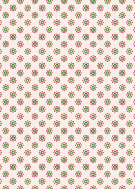 Semis de petites fleurs stylisées roses et vertes (70x100)