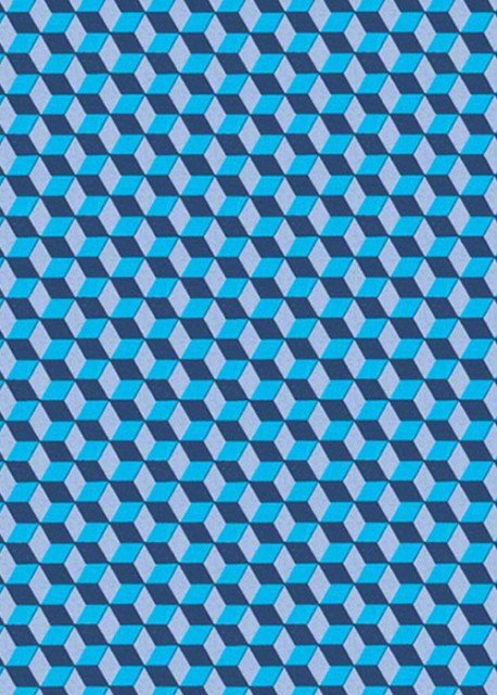"Perspective" cube bleu (70x100)
