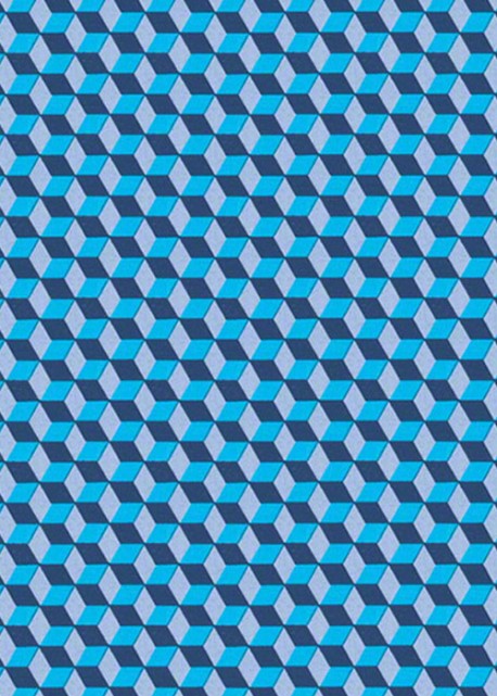 "Perspective" cube bleu (70x100)