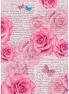 Ecriture aux roses et papillons bleus (70x100)