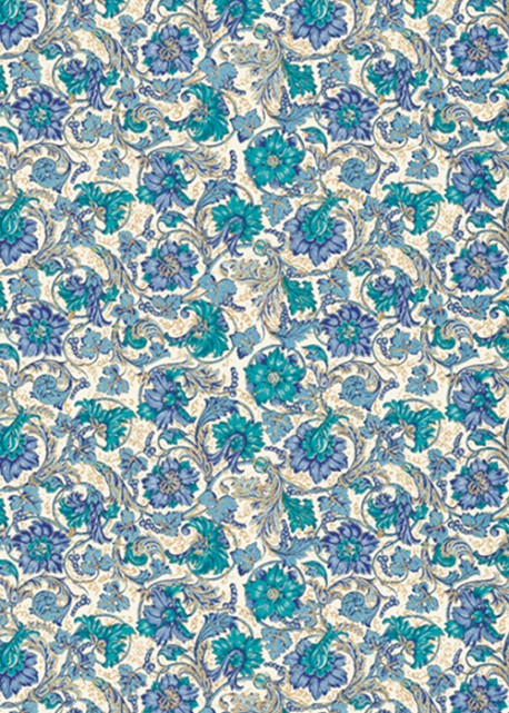 Venise fleur - bleu réhaussé or (70x100)