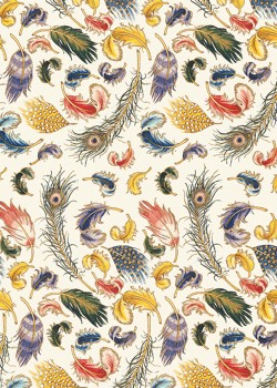 Venise plumes - multicolore réhaussé or (70x100)