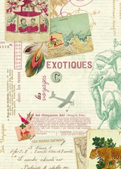 Ecritures et voyages exotiques réhaussé or (70x100)