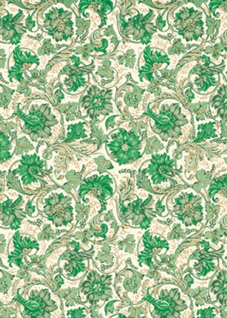 Venise fleur - vert rehaussé or (70x100)