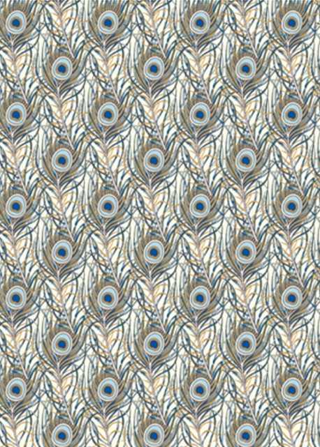 Venise plumes de paon - tendance bleue réhaussées or (70x100)