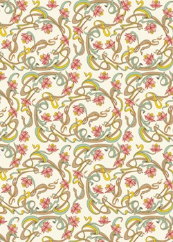 Venise entrelacs - rose réhaussé or (70x100)