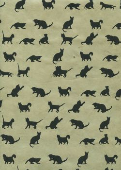 Lokta les chats noirs sur fond vert tendre (50x75)