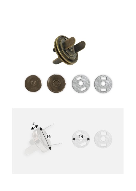 op magnétique extra-plat bronze (Ø16mm)