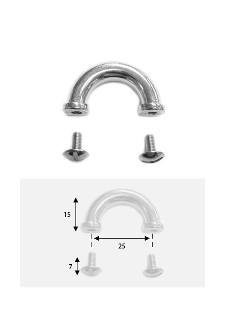 Poignées argent (25mm) + vis