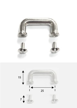 Poignées coudé argent (25mm) + vis