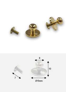 Boutons or "redoré" sur platine + vis (15x8 H: 10mm))