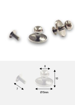 Boutons argent sur platine + vis (15x8 H: 10mm)